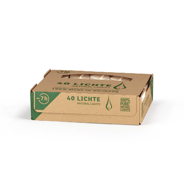 Teelicht vegan 7 h - aus Rapswachs - Nature Light - Tray à 40 Stk