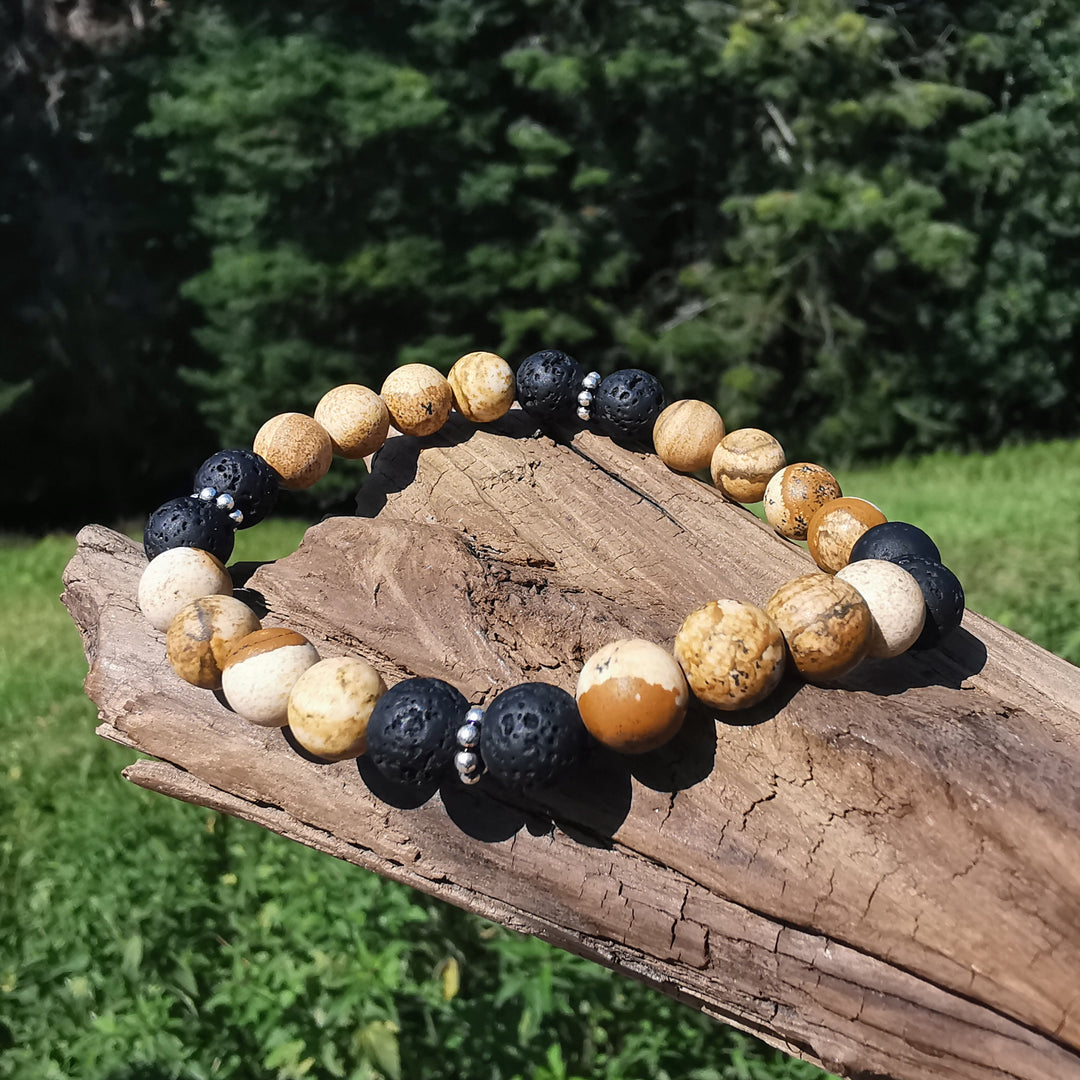 Edelstein Armband AUSDAUER & TATKRAFT Lava Bilderjaspis 8mm