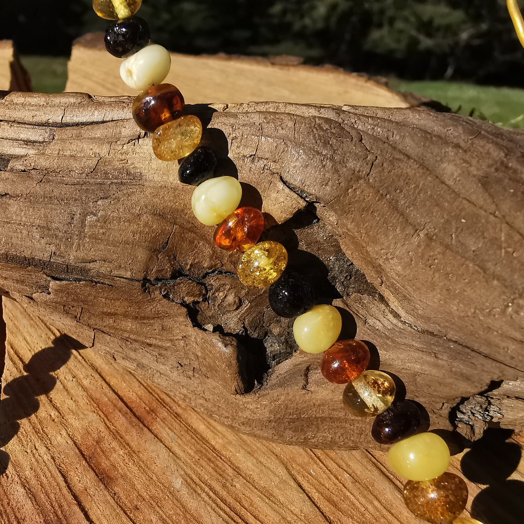 Edelsteinkette FRIEDVOLL mit BERNSTEIN MIX 6-7mm S925