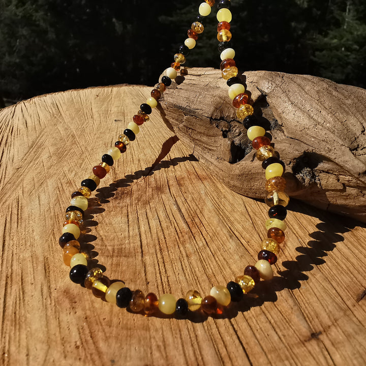 Edelsteinkette FRIEDVOLL mit BERNSTEIN MIX 6-7mm S925