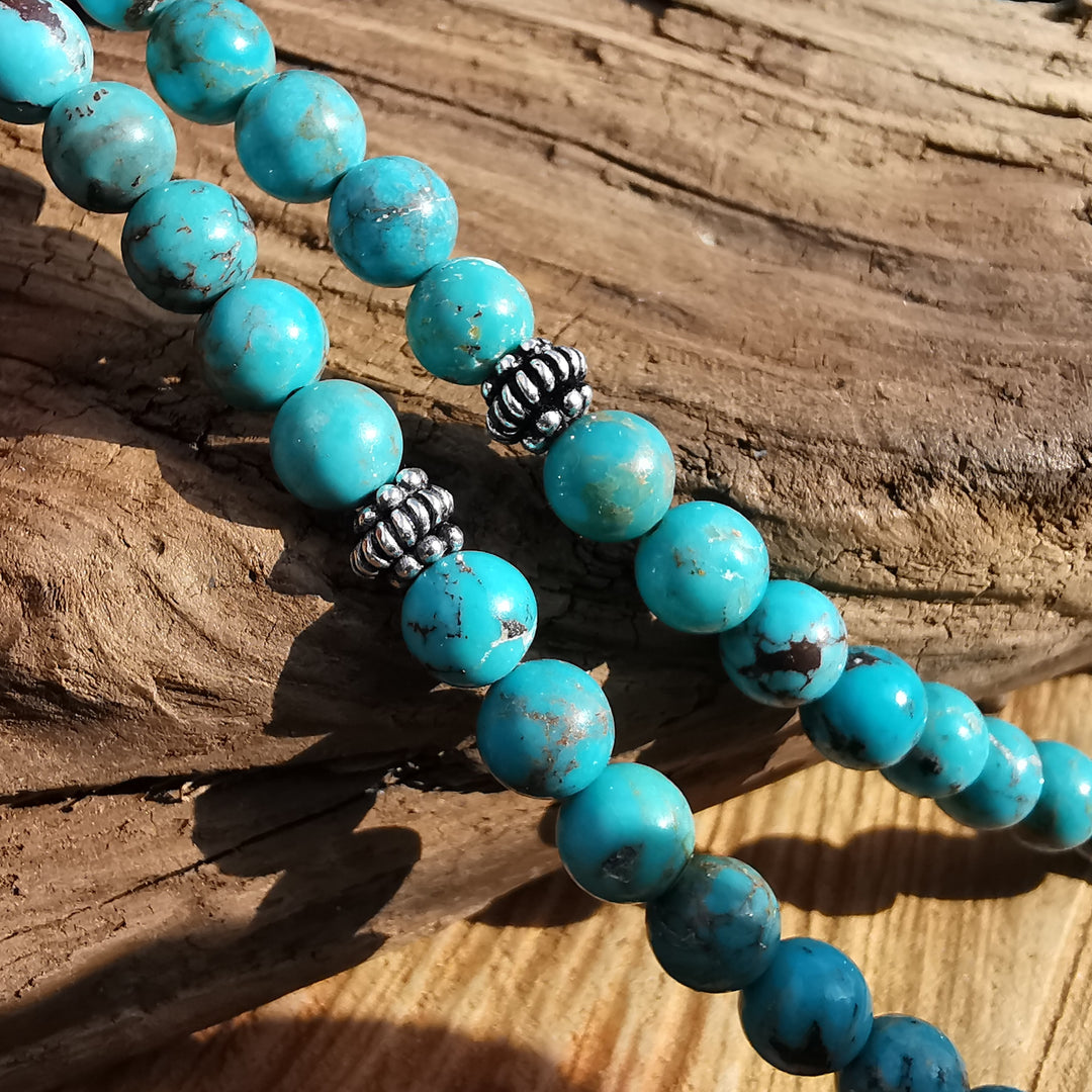 Edelsteinkette SEELENFRIEDEN mit Türkis aus TIBET!!! 6mm Kugeln