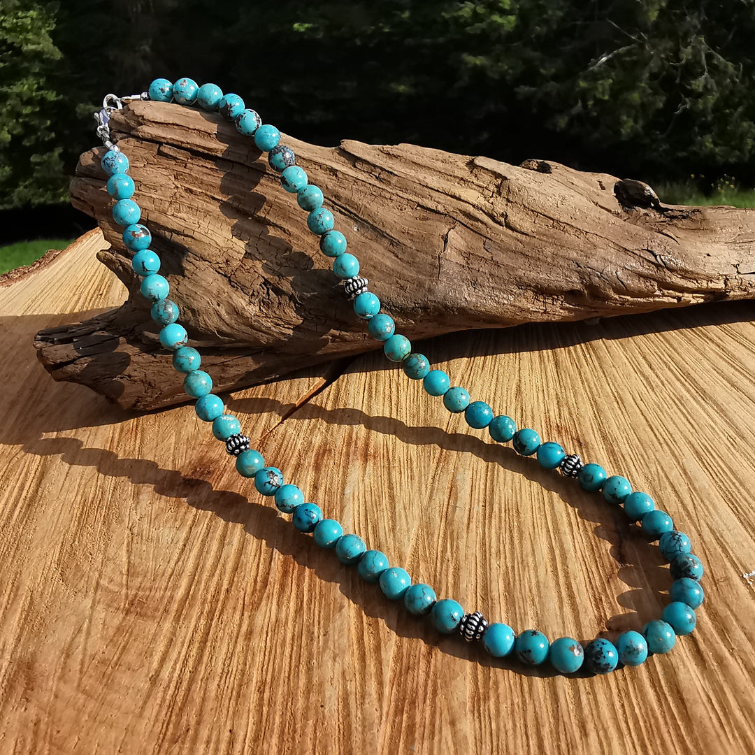Edelsteinkette SEELENFRIEDEN mit Türkis aus TIBET!!! 6mm Kugeln