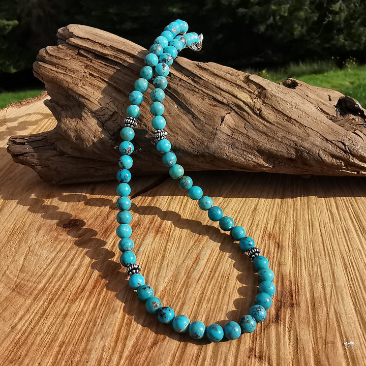 Edelsteinkette SEELENFRIEDEN mit Türkis aus TIBET!!! 6mm Kugeln