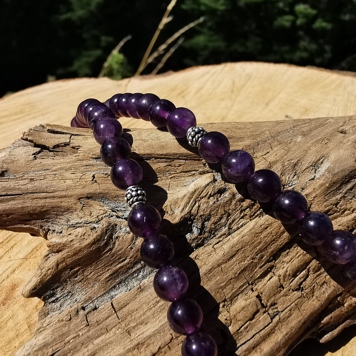 Edelsteinkette TRANSFORMATION mit Amethyst 6mm Kugeln S925