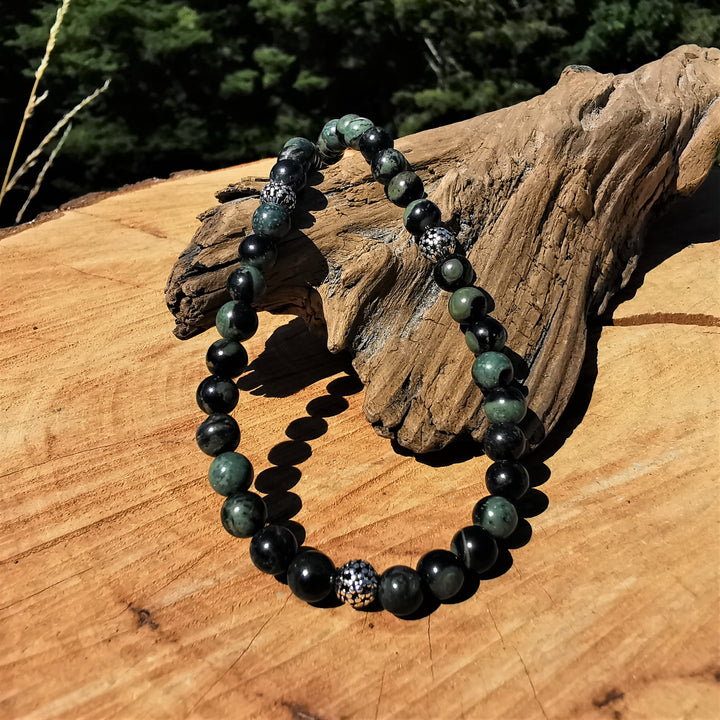 Edelsteinkette EMOTIONALER FRIEDEN mit ELDARIT 6mm Kugeln S925 UNIKAT 39cm