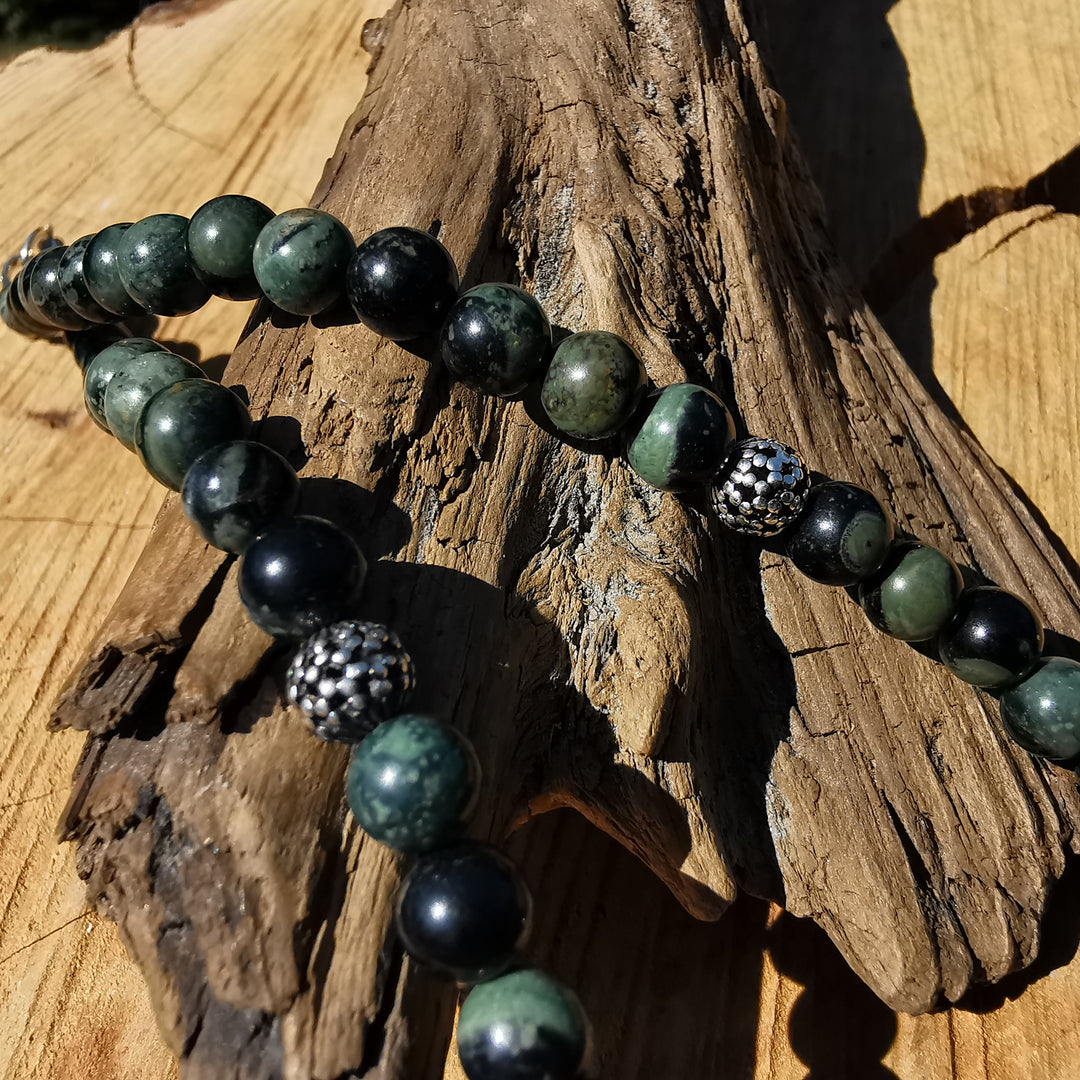 Edelsteinkette EMOTIONALER FRIEDEN mit ELDARIT 6mm Kugeln S925 UNIKAT 39cm