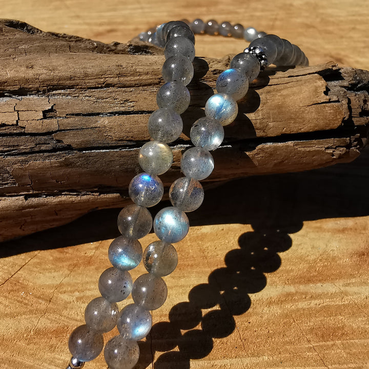 Edelsteinkette REFLEXION mit Labradorit EXTRAQUALITÄT 5mm Kugeln S925