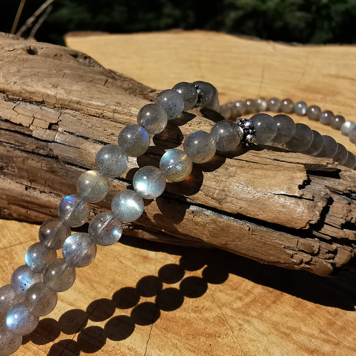 Edelsteinkette REFLEXION mit Labradorit EXTRAQUALITÄT 5mm Kugeln S925
