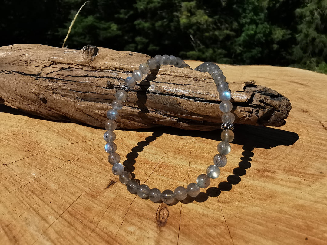 Edelsteinkette REFLEXION mit Labradorit EXTRAQUALITÄT 5mm Kugeln S925