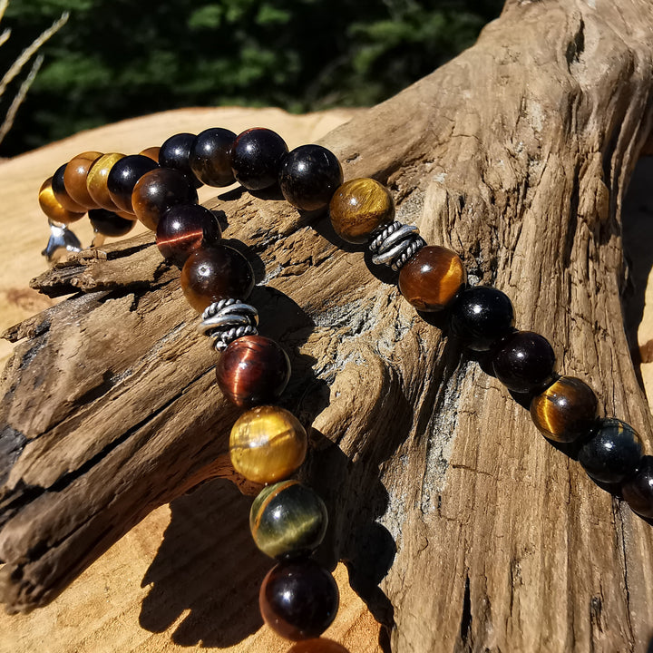 Edelsteinkette MUT mit Tigerauge gelb-rot 6mm Kugeln S925