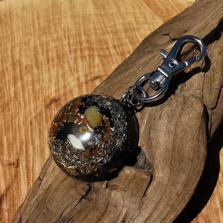 Orgonit Anhänger für KLEINE & MITTLERE HUNDE mit BERNSTEIN & EDELSCHUNGIT ⌀2.8cm