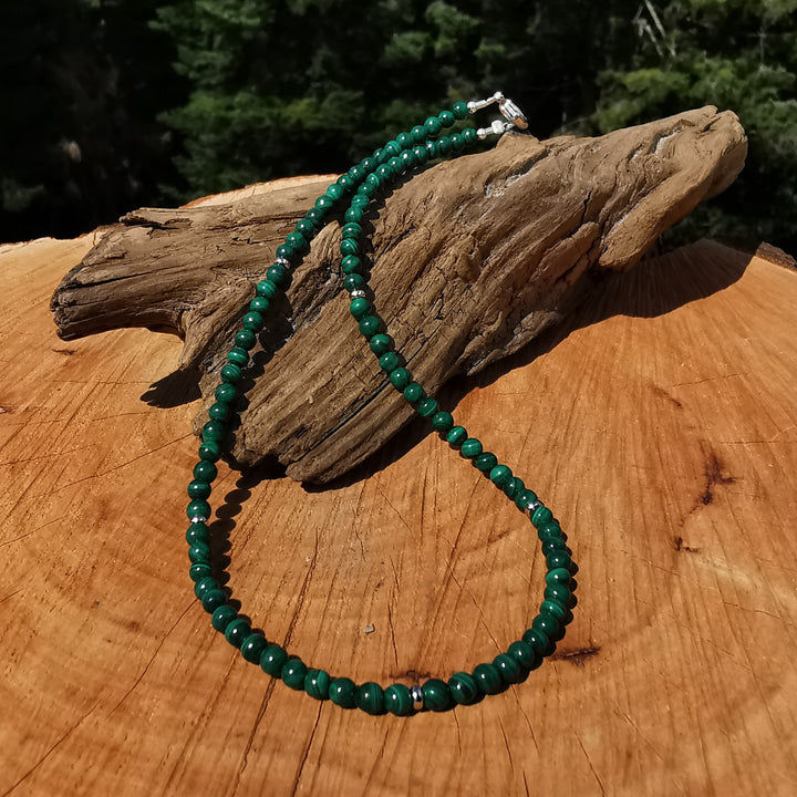 Edelsteinkette NEUBEGINN mit MALACHIT 4mm Kugeln S925