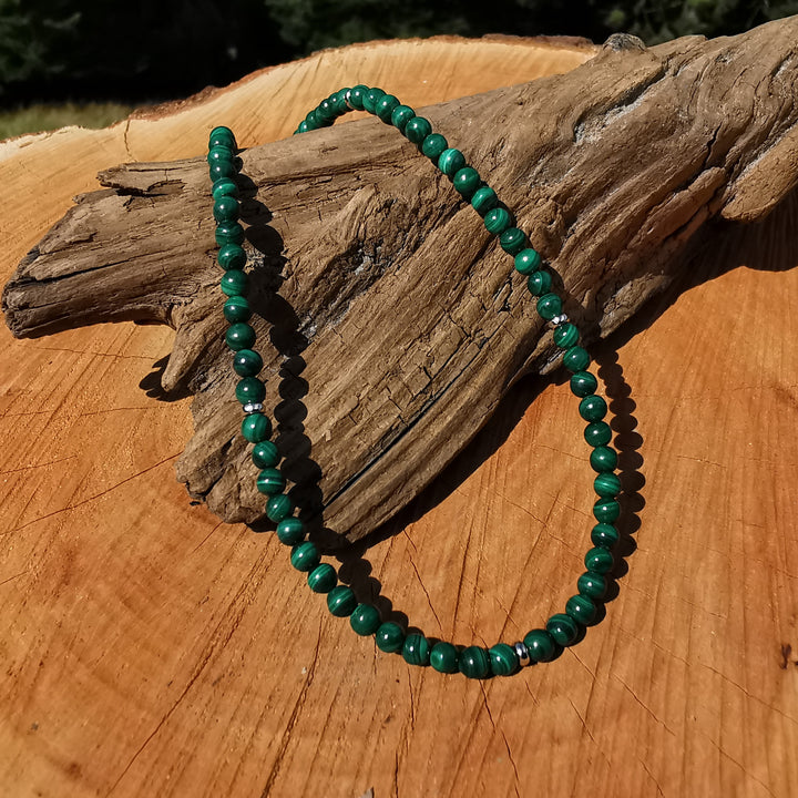Edelsteinkette NEUBEGINN mit MALACHIT 4mm Kugeln S925
