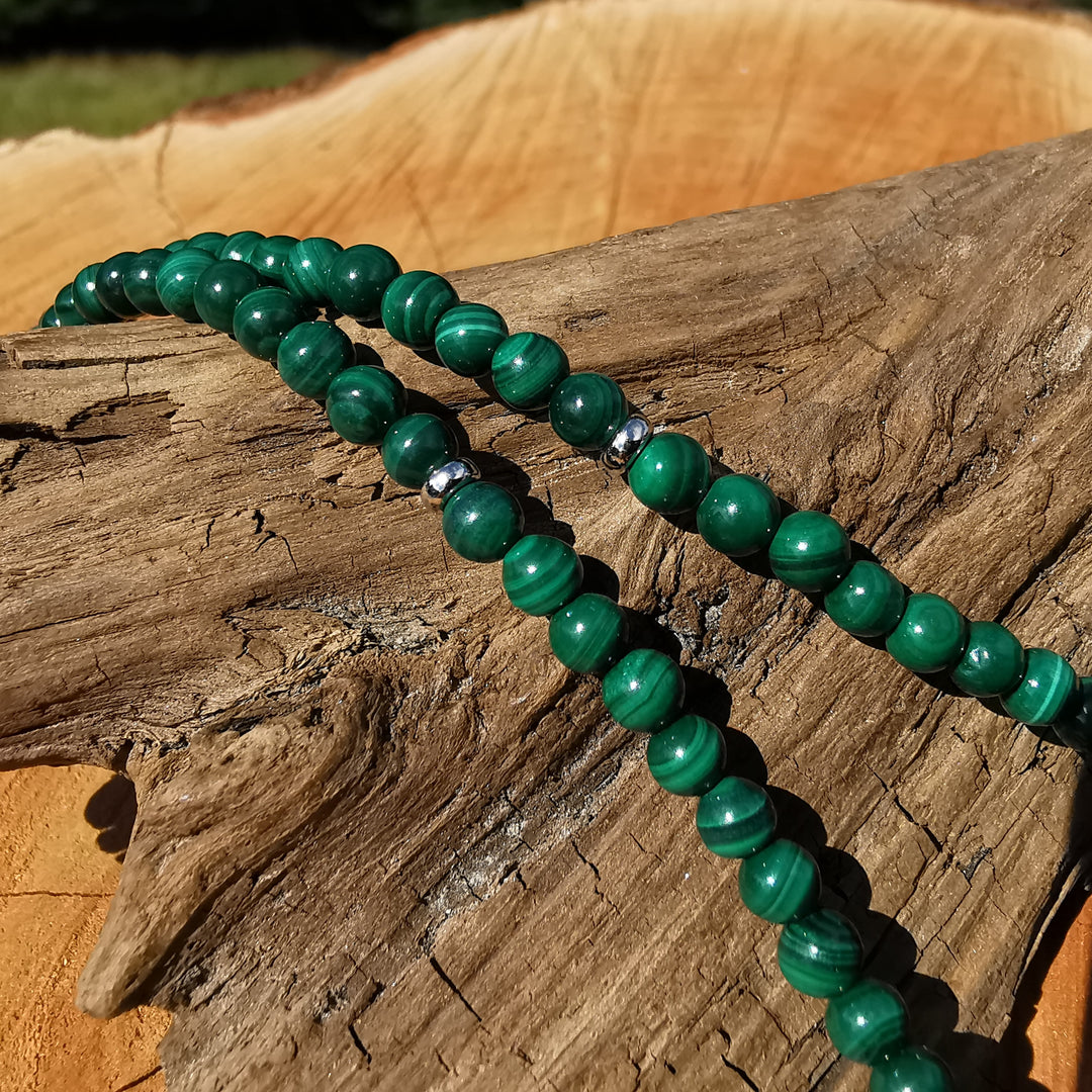 Edelsteinkette NEUBEGINN mit MALACHIT 4mm Kugeln S925