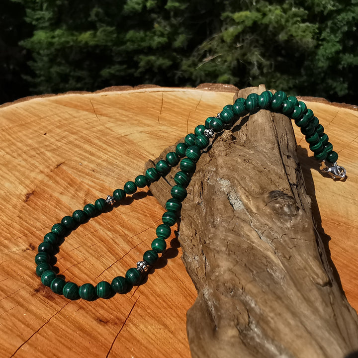 Edelsteinkette NEUBEGINN mit MALACHIT 6mm Kugeln S925