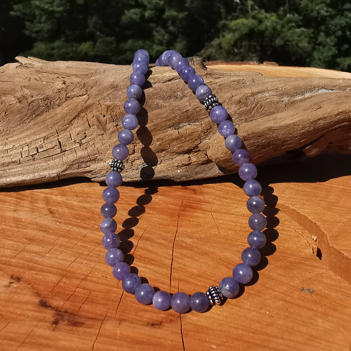 Edelsteinkette MANIFESTATION mit TANSANIT 6mm Kugeln S925