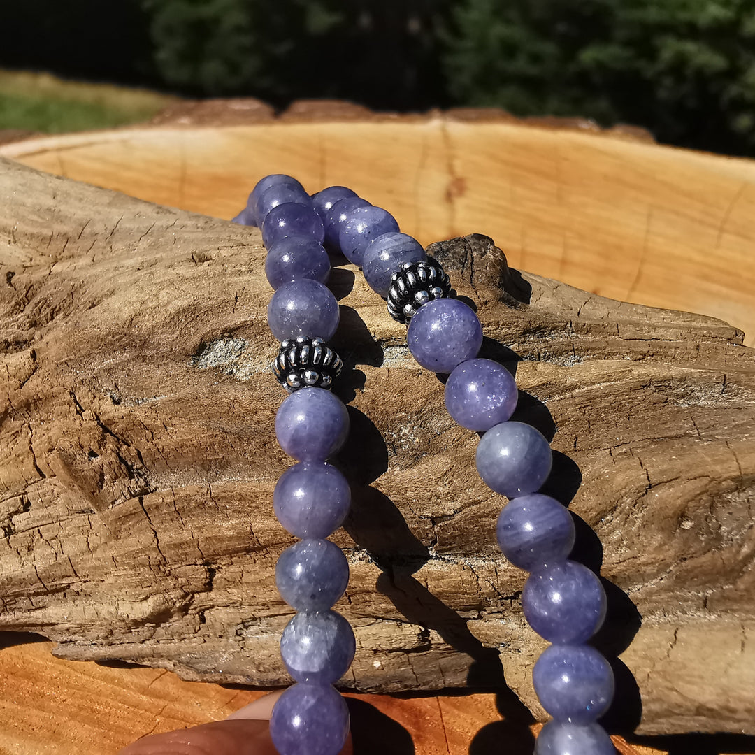 Edelsteinkette MANIFESTATION mit TANSANIT 6mm Kugeln S925