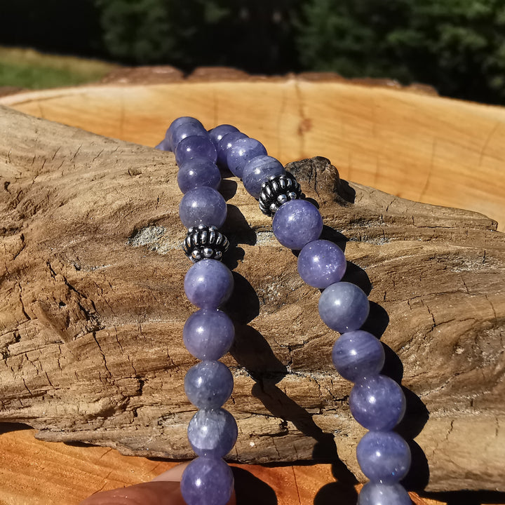 Edelsteinkette MANIFESTATION mit TANSANIT 6mm Kugeln S925