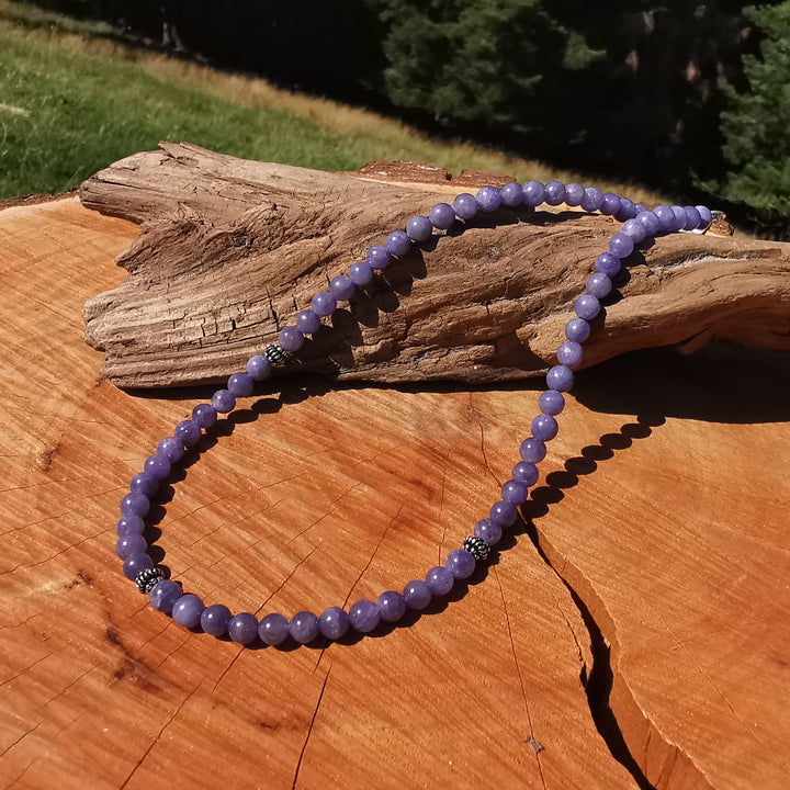 Edelsteinkette MANIFESTATION mit TANSANIT 6mm Kugeln S925