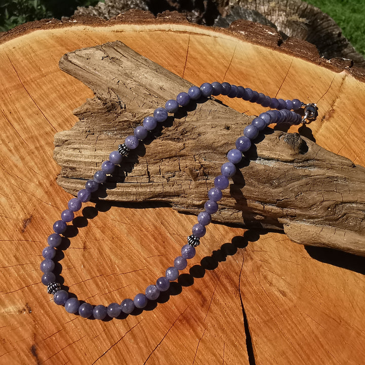 Edelsteinkette MANIFESTATION mit TANSANIT 6mm Kugeln S925