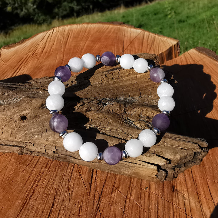 Edelstein Armband INNERER FRIEDEN Amethyst Baryt S925 8mm