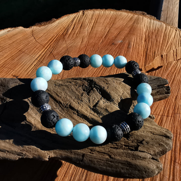 Edelstein Armband SELBSTACHTUNG mit Hemimorphit & Lava S925 8mm