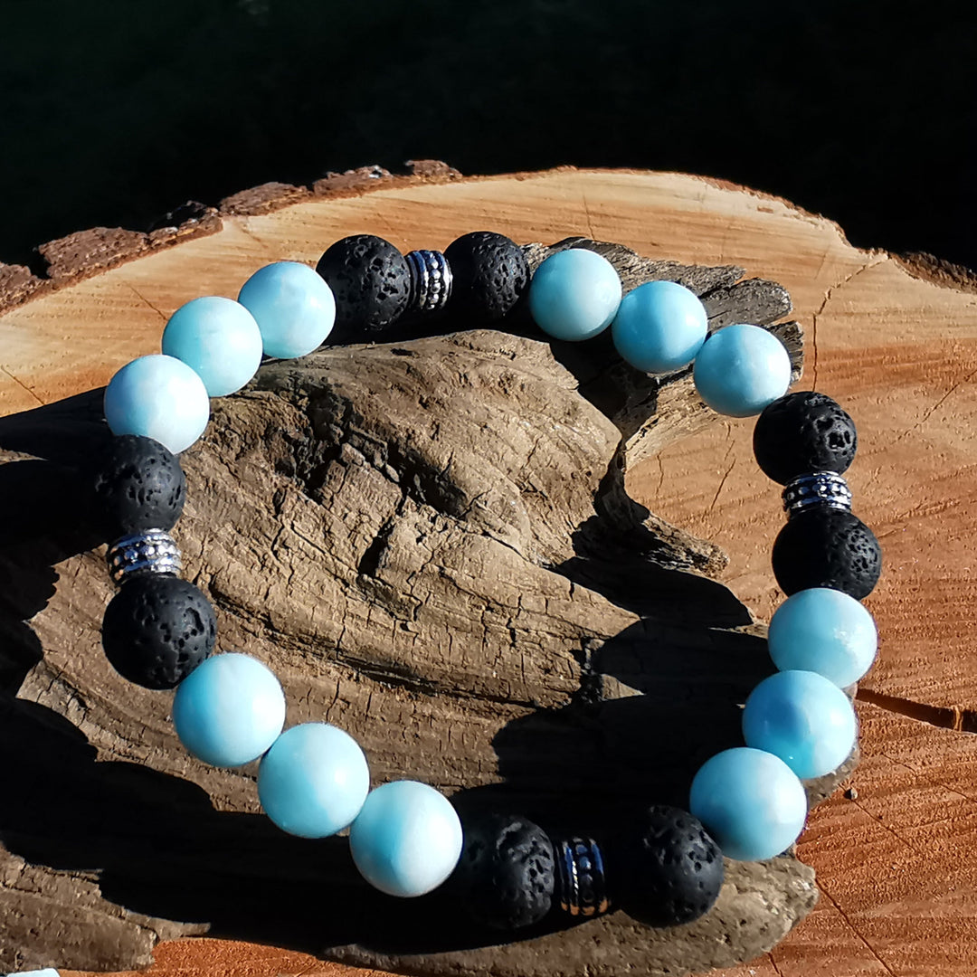 Edelstein Armband SELBSTACHTUNG mit Hemimorphit & Lava S925 8mm