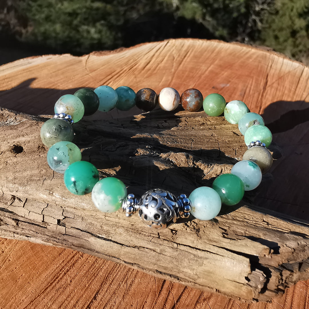 Edelstein Frauen Armband INNERE HARMONIE Chrysopras S925 8mm