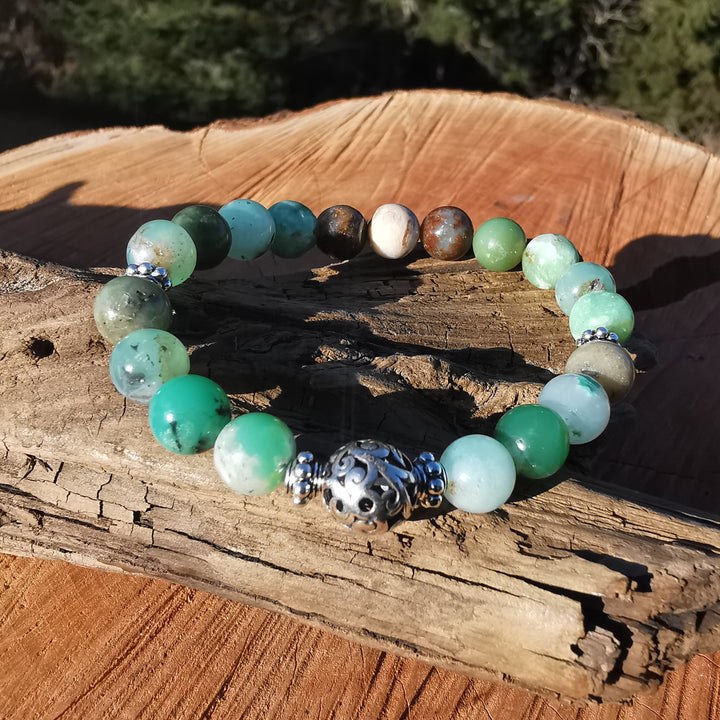 Edelstein Frauen Armband INNERE HARMONIE Chrysopras S925 8mm