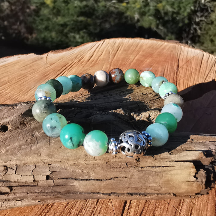 Edelstein Frauen Armband INNERE HARMONIE Chrysopras S925 8mm