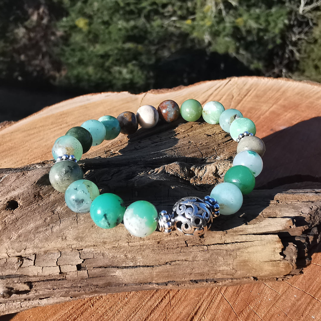 Edelstein Frauen Armband INNERE HARMONIE Chrysopras S925 8mm