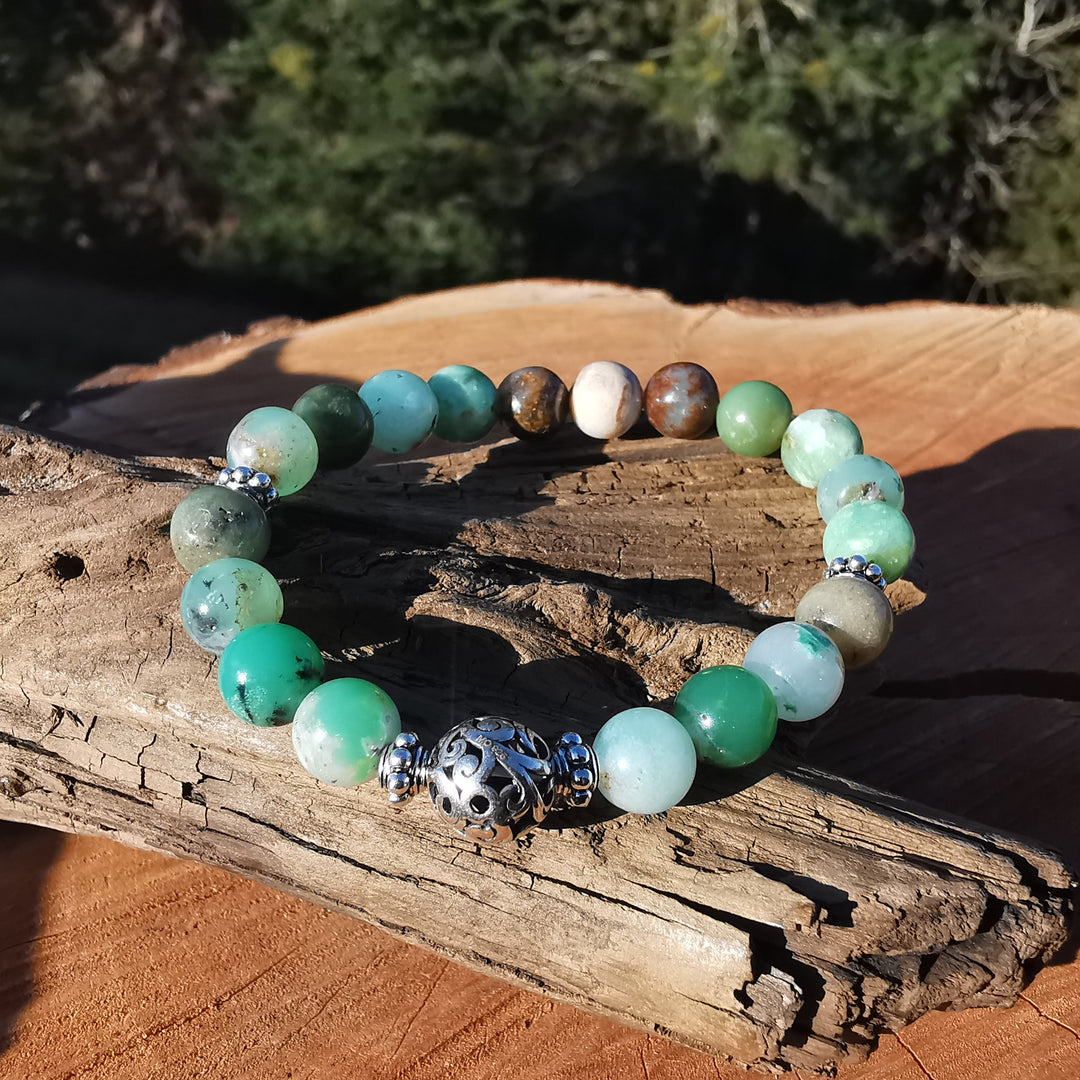 Edelstein Frauen Armband INNERE HARMONIE Chrysopras S925 8mm