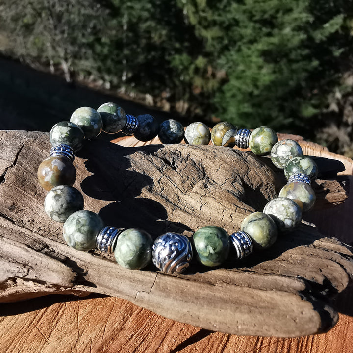 Edelstein Armband HIER & JETZT Regenwald Rhyolith S925 8mm