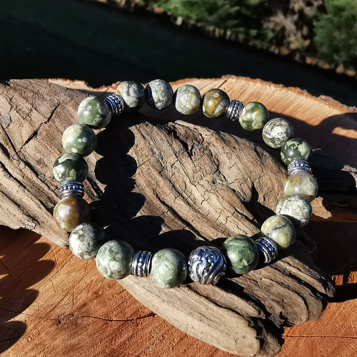 Edelstein Armband HIER & JETZT Regenwald Rhyolith S925 8mm