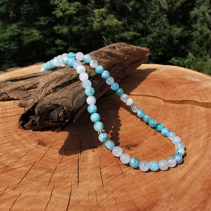 Edelsteinkette SELBSTACHTUNG mit Hemimorphit 6mm Kugeln S925