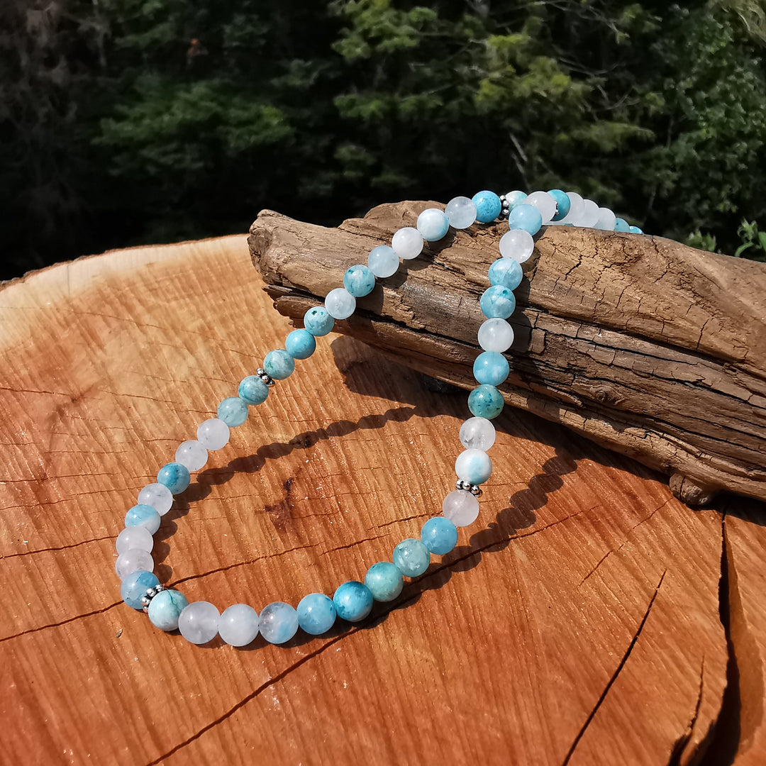 Edelsteinkette SELBSTACHTUNG mit Hemimorphit 6mm Kugeln S925