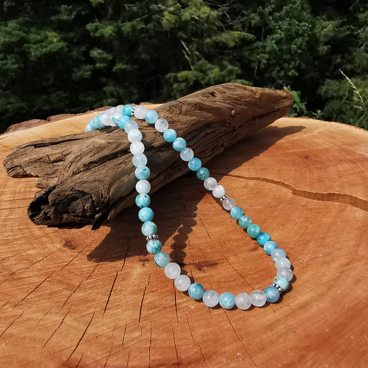 Edelsteinkette SELBSTACHTUNG mit Hemimorphit 6mm Kugeln S925