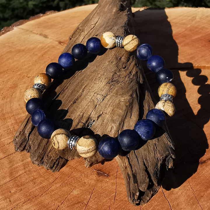 Edelstein Armband SCHAFFENSKRAFT Sodalith Extraqualität Bilderjaspis S925 8mm