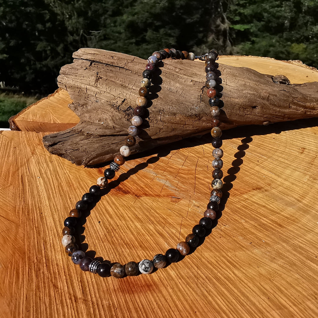 Edelsteinkette POTENTIALENTFALTUNG mit PIETERSIT 6mm Kugeln S925