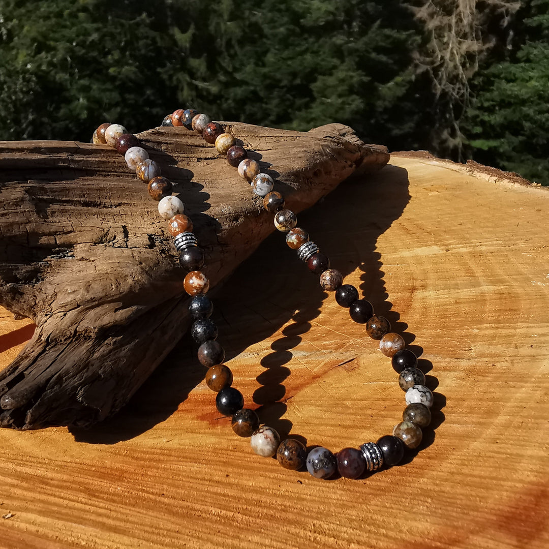 Edelsteinkette POTENTIALENTFALTUNG mit PIETERSIT 6mm Kugeln S925