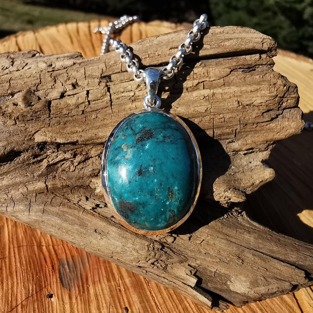 Türkis echter Anhänger gefasst in Silber 925