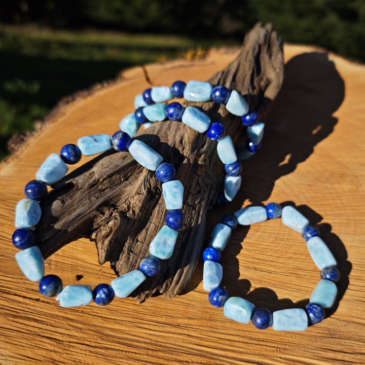 Edelstein Armband ATLANTIS - LARIMAR & LAPIS LAZULI 8mm