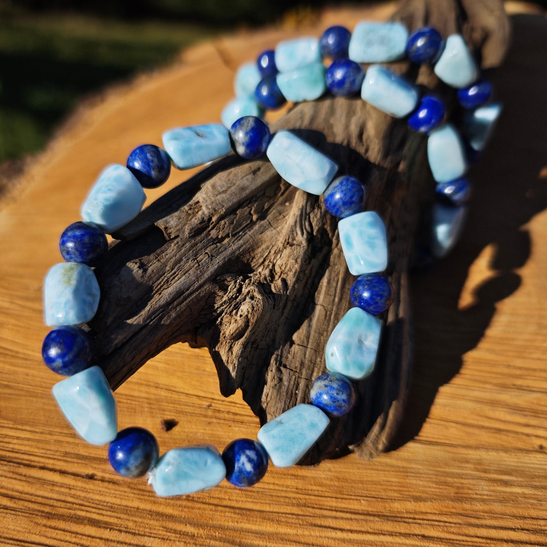 Edelstein Armband ATLANTIS - LARIMAR & LAPIS LAZULI 8mm