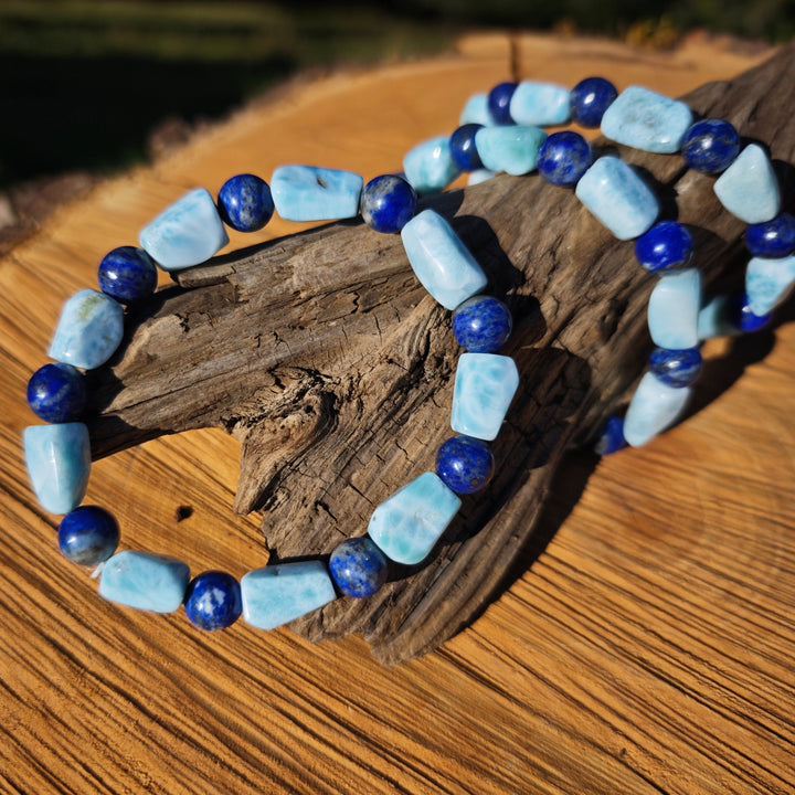 Edelstein Armband ATLANTIS - LARIMAR & LAPIS LAZULI 8mm