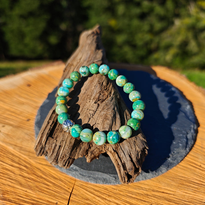 Edelstein Armband EMOTIONALE KLARHEIT Atacama Opal Kugel S925 8mm