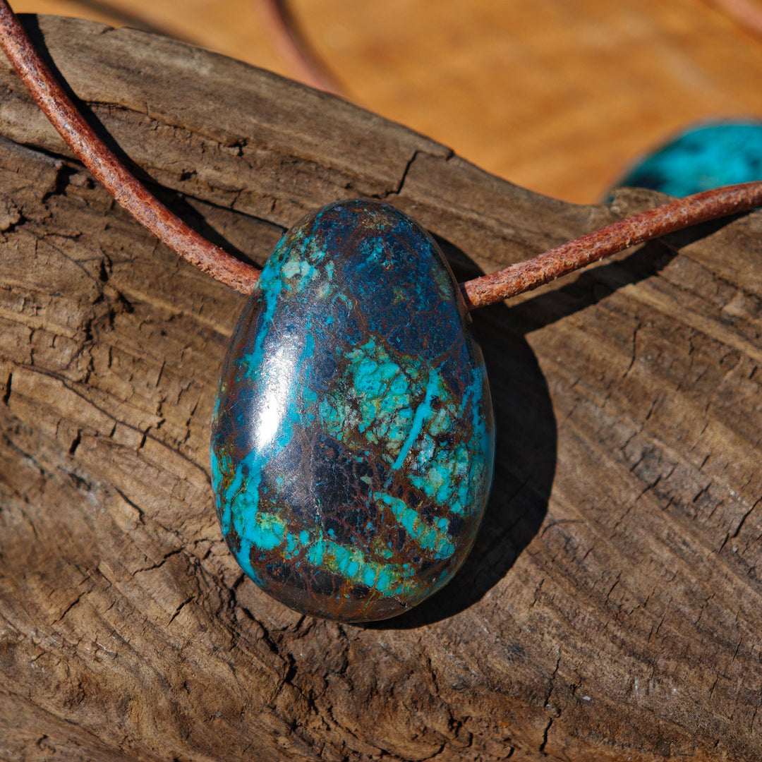 Chrysokoll Trommelstein gebohrt Unikate zur Auswahl