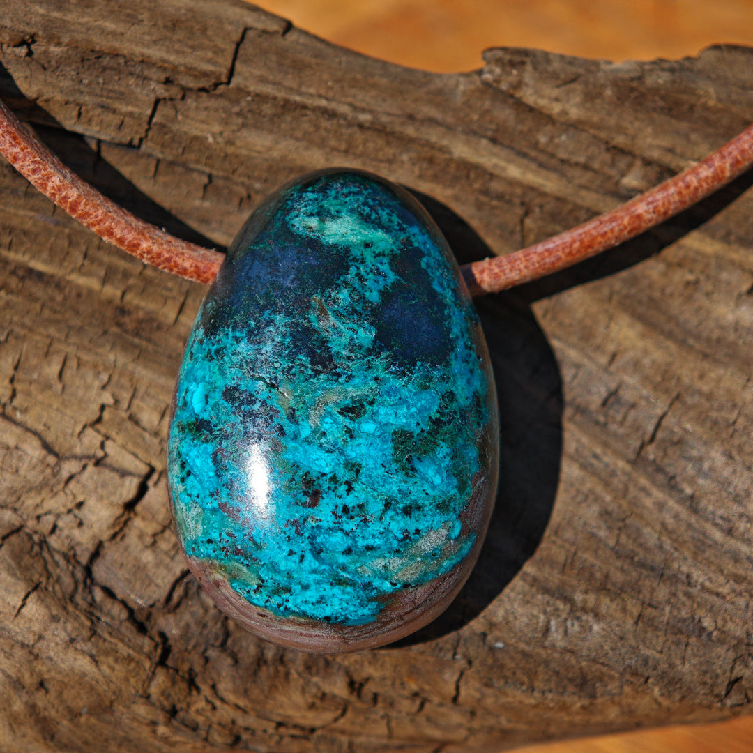 Chrysokoll Trommelstein gebohrt Unikate zur Auswahl