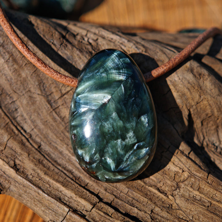 Seraphinit (Seelenwachstum) Trommelstein gebohrt Extraqualität Unikate zur Auswahl