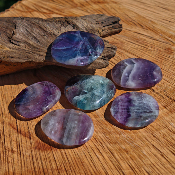 Regenbogen Fluorit (Fokussierung) Scheibenstein Unikate zur individuellen Auswahl