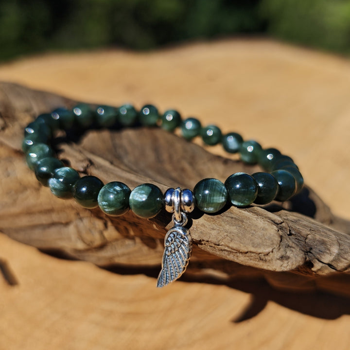 Edelstein Armband SEELENWACHSTUM Seraphinit S925 Flügel 6mm